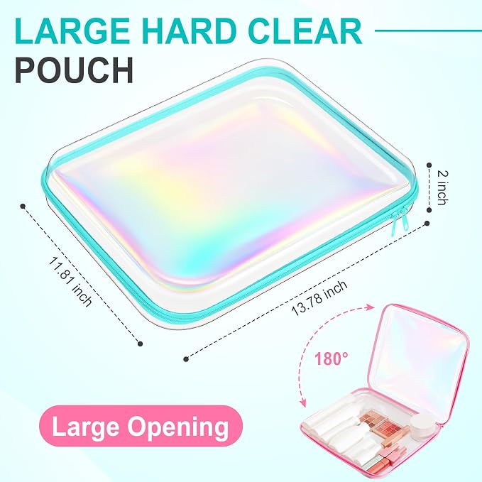 Sanwuta 6 Pcs Clear Hard Zipper Case Hard Plastic Zipper Pouches Transparent - Image 2