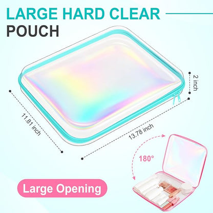 Sanwuta 6 Pcs Clear Hard Zipper Case Hard Plastic Zipper Pouches Transparent - Image 2