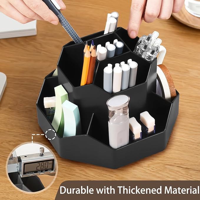 Pencil Pen Holder for Desk, 9 Slots 360 Degree Rotating Desk Organizer - Image 2