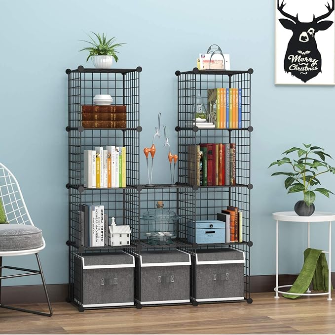C&AHOME Wire Cube Storage, 12-Cube Storage Organizer Metal, C Grids Storage - Image 4