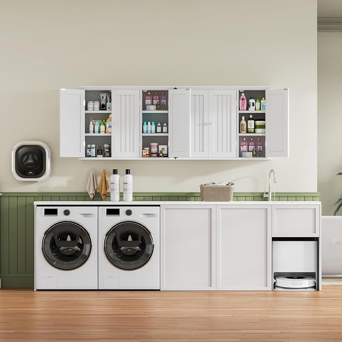 ChooChoo Laundry Cabinet with 3 Doors and Adjustable Shelves | 9.06"D x 31.1"W - Image 4
