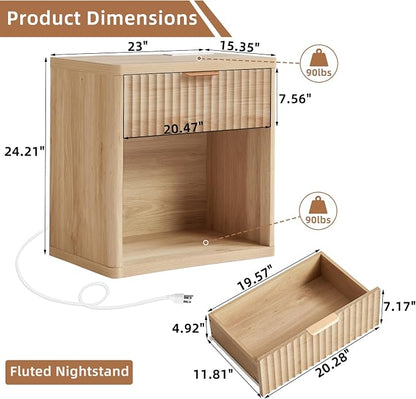 LEYAOYAO Fluted Farmhouse Nightstand Set of 2 - Image 3