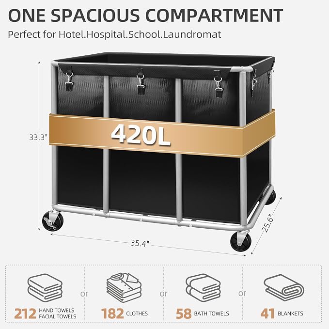STORAGE MANIAC Commercial Laundry Cart - Image 3