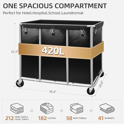 STORAGE MANIAC Commercial Laundry Cart - Image 3