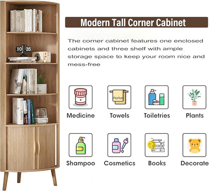 Corner Cabinet, 66.73'' Tall Modern Corner Bathroom Storage Cabinet - Image 6