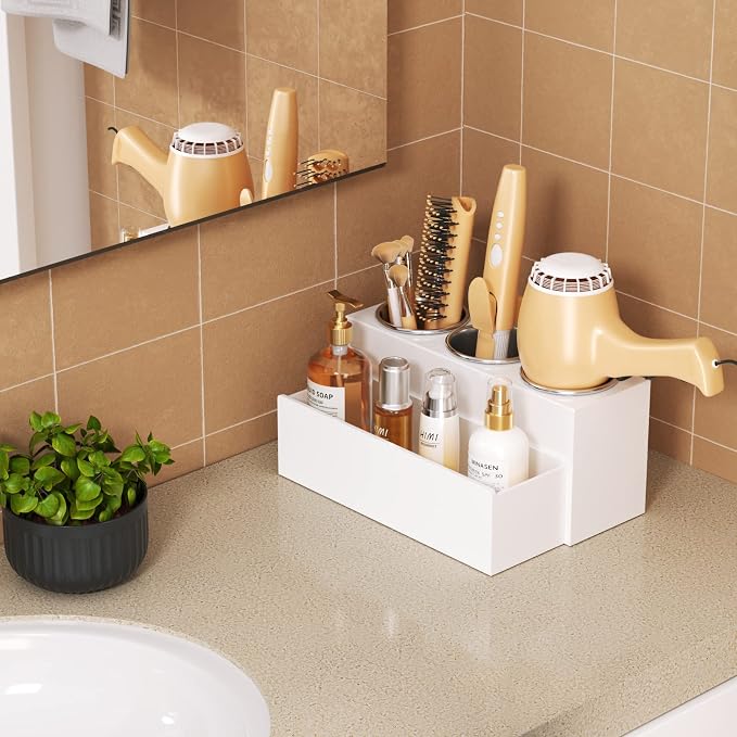 HIIMIEI Hair Tool Organizer, Acrylic Hair Dryer Holder, Bathroom Countertop - Image 2