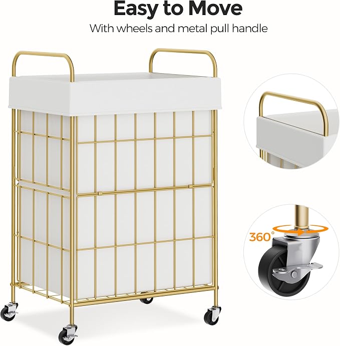 Laundry Hamper with Wheels, 90L Laundry Basket with Handle, Laundry Sorter with - Image 5