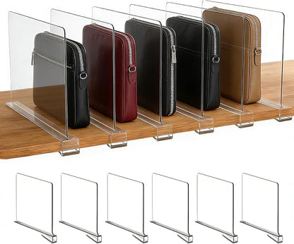 6 Pack Shelf Divider for Closet Acrylic, Handbags in Bedroom and Kitchen by Unknown