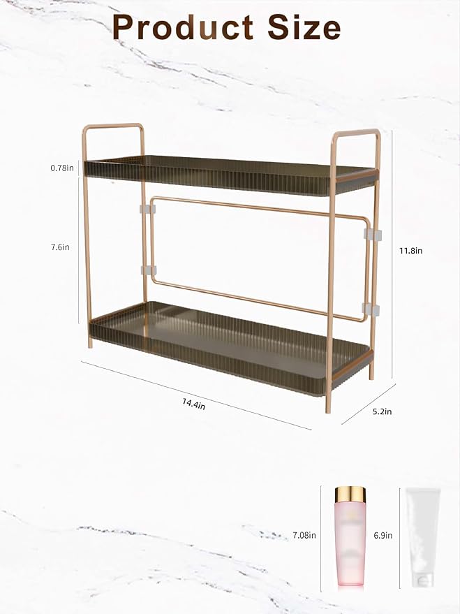 LEEDA 2 Tier Bathroom Counter Shelves, Countertop Shelf Organizer - Image 3