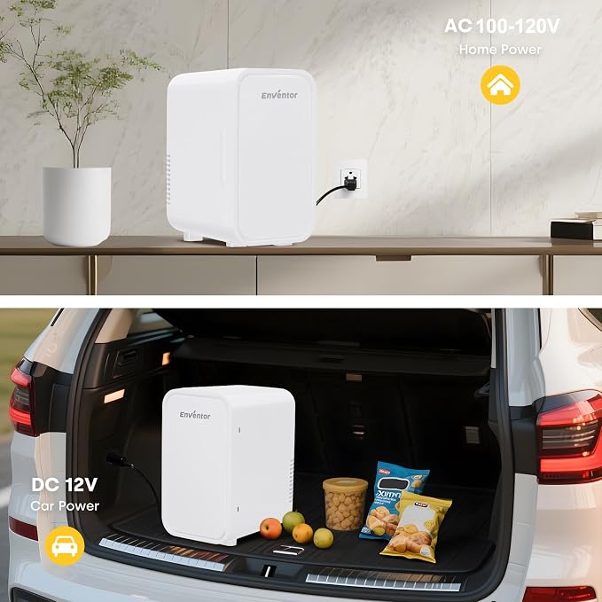 Enventor Mini Refrigerator, 6L/ 8 Can Compact Skincare Fridge AC+DC Power - Image 6