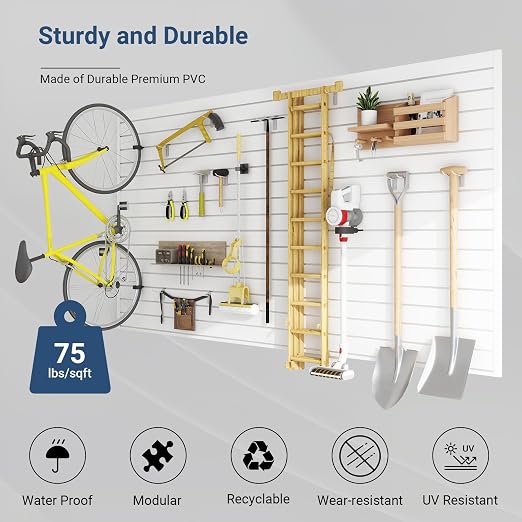 Slatwall Panel 8 FT x 4 FT, Interlocking Slat Wall Paneling, Wall Mounted PVC - Image 3