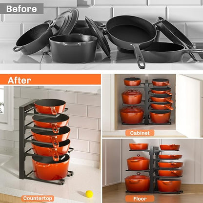 MUDEELA 8-Tier Pots and Pans Organizer under Cabinet, Adjustable Heavy Duty - Image 7