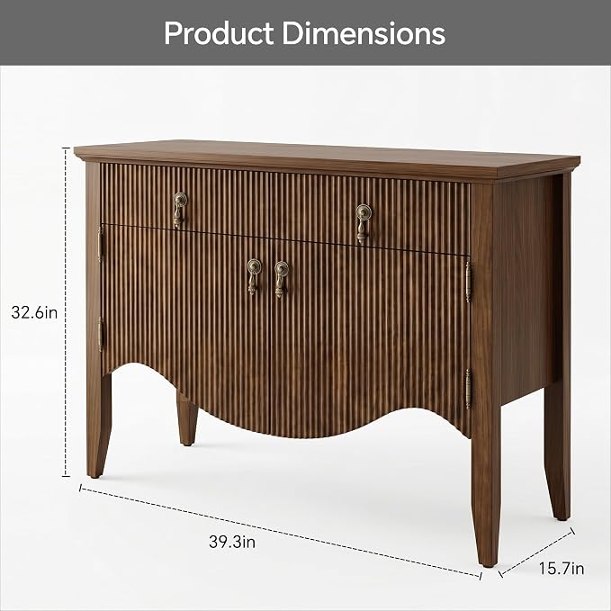 FUSUNBAO 40" Fluted Buffet Cabinet, Sideboard Credenza - Image 2