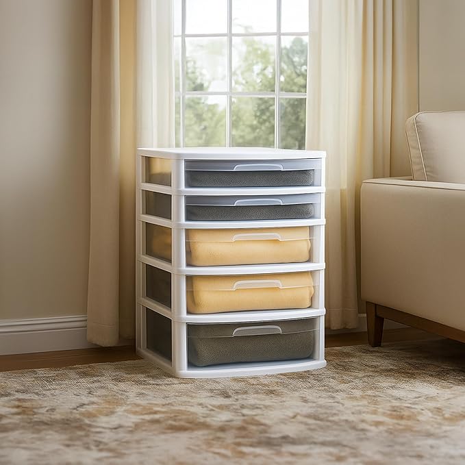 HOMZ Plastic 5 Wide Storage Tower, Home Office, and Dorm Rooms - Image 2