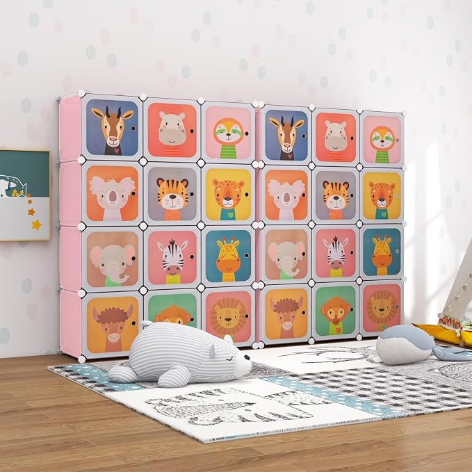 HONEY JOY Kids Wardrobe Closet, Baby Cartoon Clothes Storage Organizer - Image 8