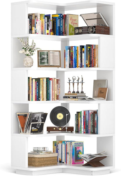 Armocity Corner Book Shelf, 6-Shelf L Shaped Corner Bookshelf by Armocity