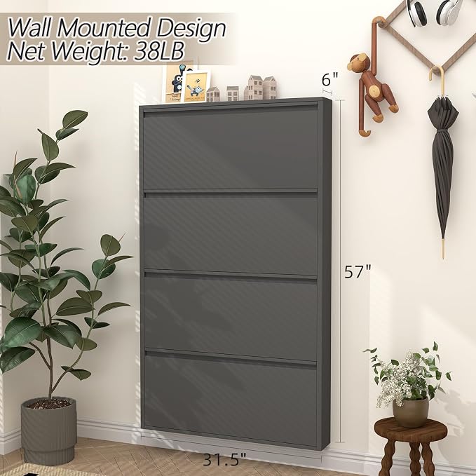 GREATMEET Black Shoe Cabinet Storage - Image 2