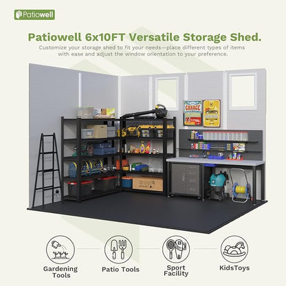 Patiowell 6X10 FT Plastic Outdoor Storage Shed - Image 7