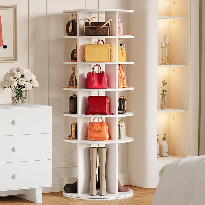 JUMMICO Rotating Shoe Rack Tower, 6-Tier Vertical Closet Storage Organizer - Image 5