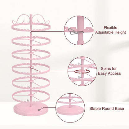 MODOWEY 6 Tier Rotating Earring Holder Organizer Stand, Adjustable Metal - Image 4
