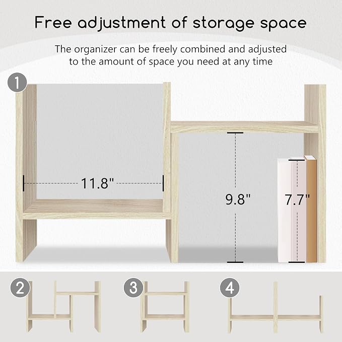 Jerry & Maggie Desktop Organizer Office Storage Rack Adjustable Wood Display - Image 5