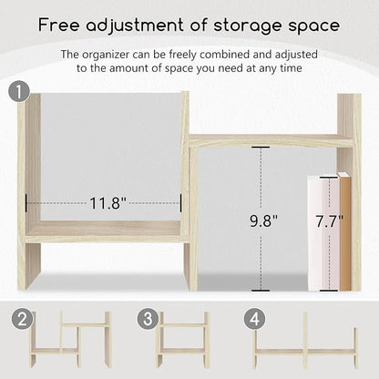 Jerry & Maggie Desktop Organizer Office Storage Rack Adjustable Wood Display - Image 5