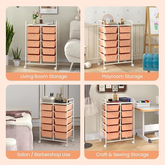 Giantex 10 Drawers Rolling Cart, Classroom Organizers, Storage Cart - Image 5