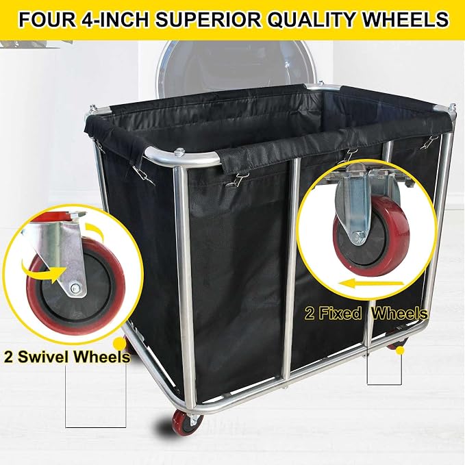 Laundry Cart Commercial, 11.35 Bushel Large Industrial Rolling Laundry Hamper - Image 6