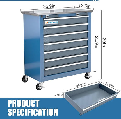 LARBANKE 7-Drawer Rolling Tool Chest - Image 3