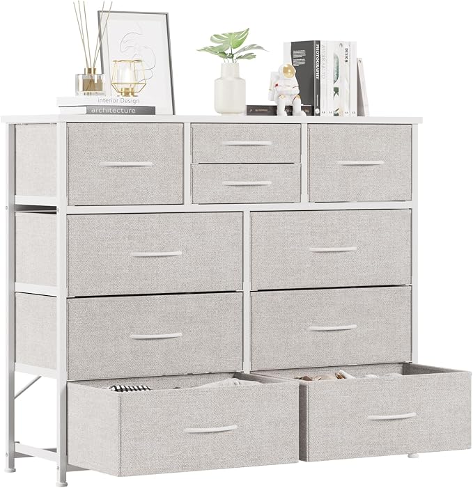 LUMTOK 10 Drawers Dresser with Fabric Bins by LUMTOK