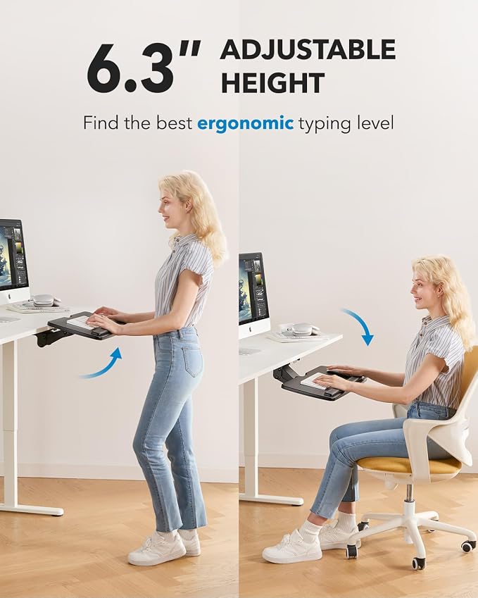 HUANUO Keyboard Tray Under Desk, 360 Adjustable Ergonomic Sliding Keyboard & - Image 2