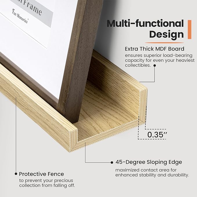 Fun Memories Picture Ledge Shelf, 48 Inch Long Floating Shelves Set of 6 - Image 4
