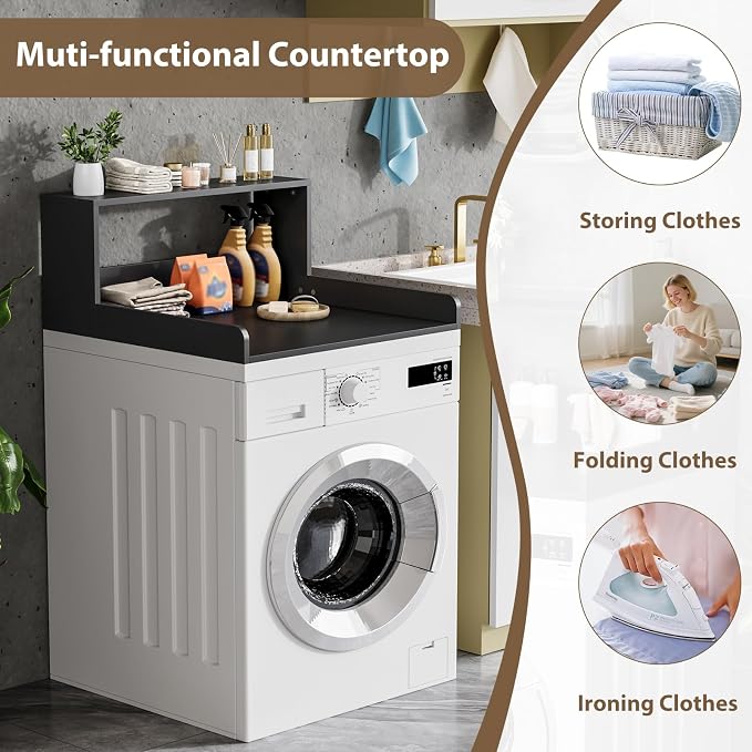Washer Dryer Countertop with Shelf, 27.5" D x 27.5" W x 12.6" H, Sturdy Wood - Image 5