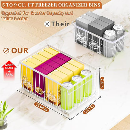 Large Freezer Organizer Bins, Upgrade Quick Expand/Collapse Feature, - Image 3