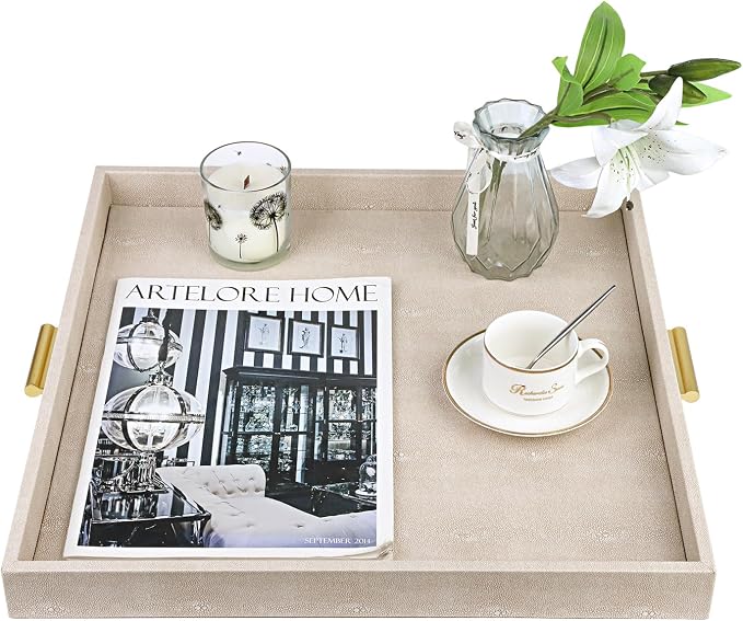 HofferRuffer Elegant Decorative Serving Tray, Coffee Table Serve Tea Coffee or - Image 4