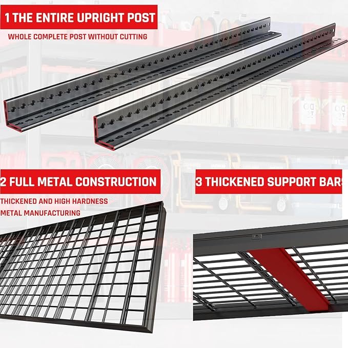 70" W Garage Shelving Heavy Duty, 4 Tier Garage Shelves, Commercial Metal - Image 4