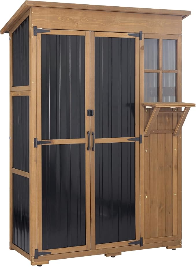 Ketive Outdoor Storage Cabinet, Large Wood & Metal Garden Shed by Ketive