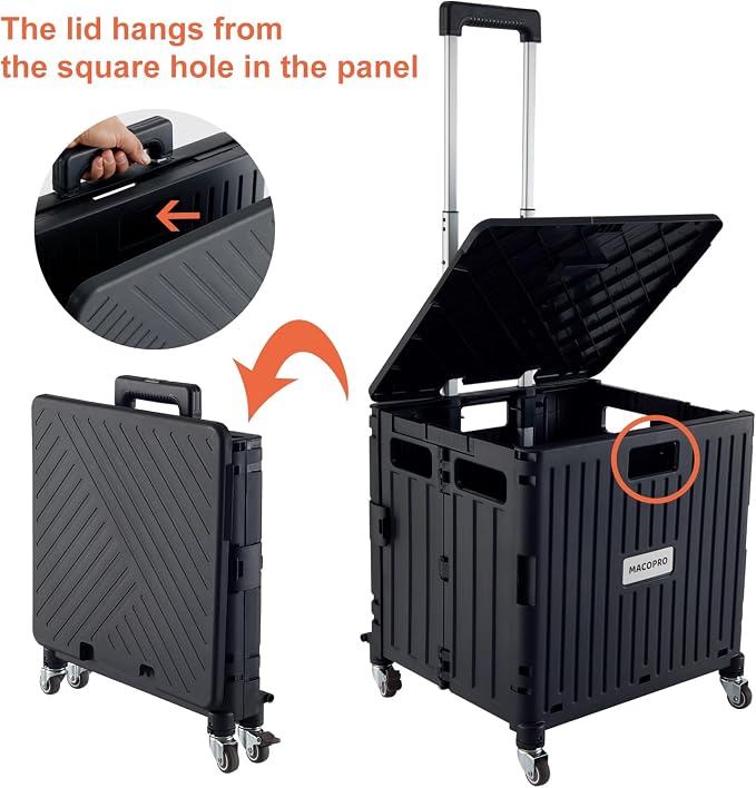 MACOPRO Folding Utility Cart Portable Rolling Crate Handcart Shopping Trolley - Image 8
