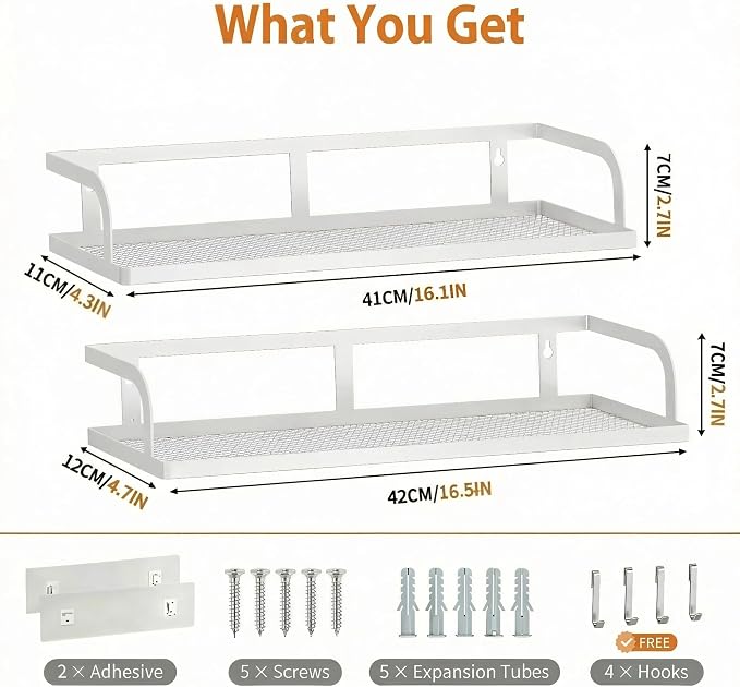 PUSDON 2-Pack 16.5" Extra Long Slim Hollowout Shower Caddy, Wall Mount Spice - Image 3