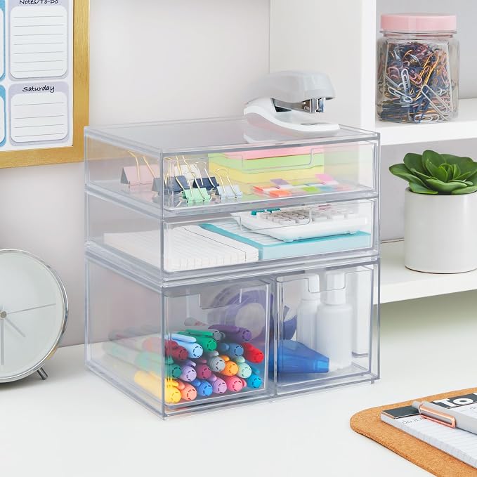 STORi Stackable Desk Organizer Drawers, 4 Multi-size Drawers - Image 7