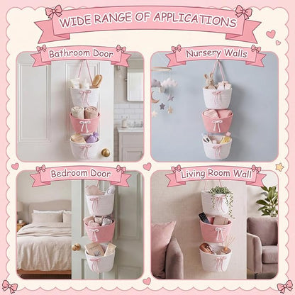 3-Tier Hanging Wall Basket Wall Mounted Woven Basket - Image 6