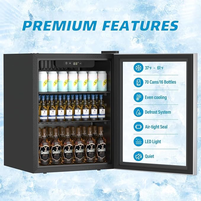 70 Can Freestanding Beverage Refrigerator, 1.7 Cu.Ft Mini Fridge - Image 5