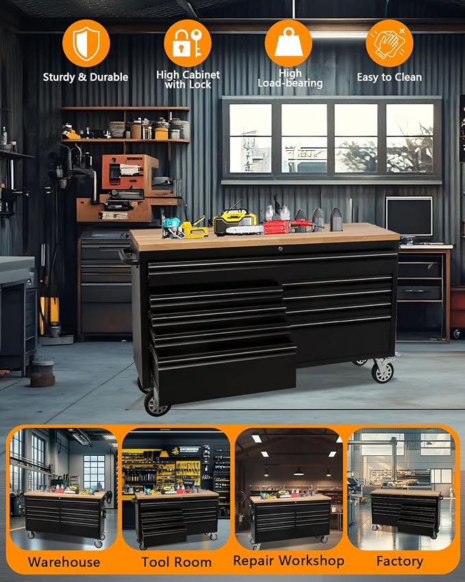 61-Inch Heavy-Duty Rolling Tool Chest & Mobile Workbench - Image 7