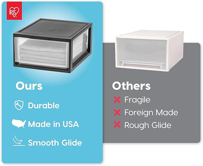 IRIS USA 30 Qt. Plastic Drawer Storage Organizer Stacking Drawers, Stackable - Image 5