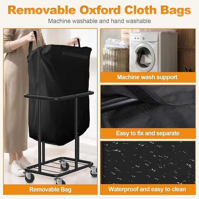 Hodonas Laundry Basket with Wheels, Rolling Laundry Hamper, 46 Gallons - Image 4