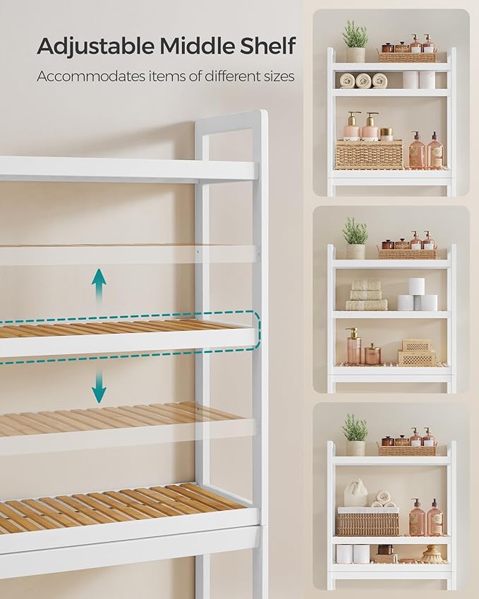 SONGMICS Over The Toilet Storage, 3-Tier Over Toilet Bathroom Organizer - Image 4