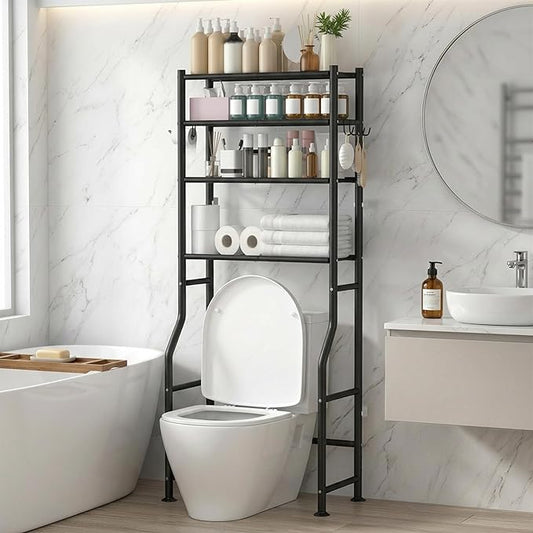 GloTika 4-Tier Over Toilet Storage, 150lb Capacity, Carbon Steel, Freestanding by QualityHomewareTimlessComfort