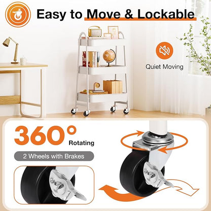 NEWBULIG 3-Tier Metal Rolling Cart - Image 3