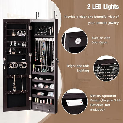 HAPPYGRILL Over the Door Jewelry Organizer, Hanging Jewelry Storage Cabinet - Image 4
