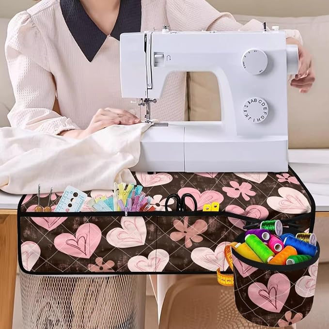 Pink Heart Floral Sewing Machine Mat - Image 3